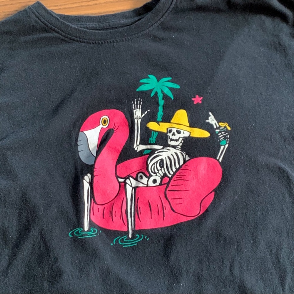 Brisco Skeleton Flamingo Pool Raft Graphic Tee - Picture 2 of 5